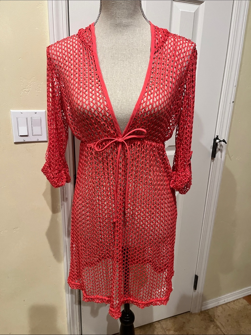 Luey Love Crochet Cover-Up in Coral